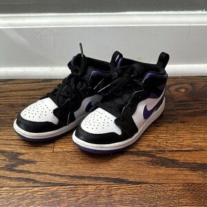 Nike Kids Black, White, and Purple Sneakers